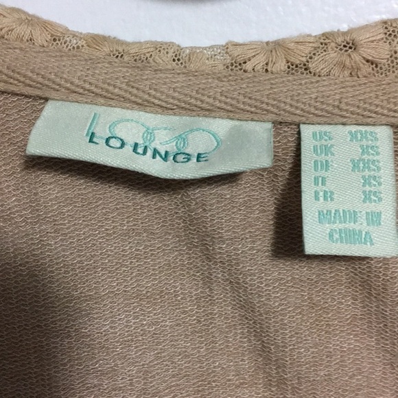 LOGO Lounge Zip Front Hoodie Lace Trim Beige Cream Size XXS - Picture 3 of 10